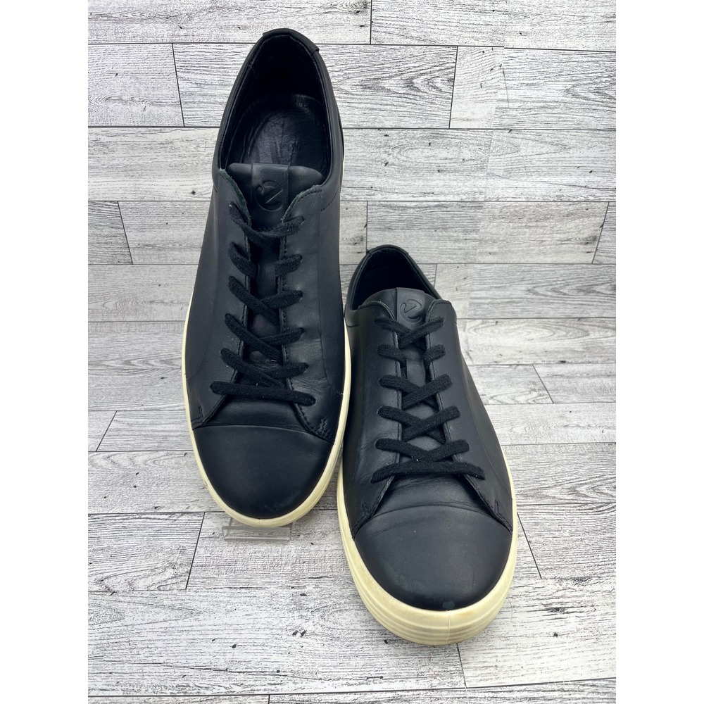 ECCO Soft 7 Sneakers Black Leather Lace‎ Up Men's EU 43 US 9-9.5 Casual Comfort